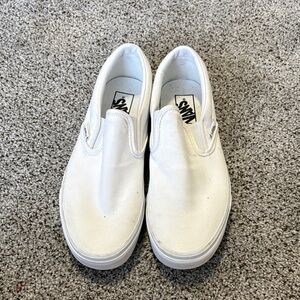 Vans Classic White Canvas Slip-Ons